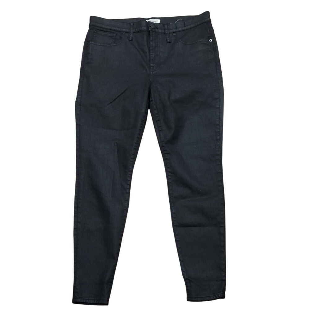 Madewell Coated Black‎ 9in High Rise Skinny Jean Boho Edgy Dark 32